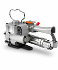 Heavy Duty Pneumatic Strapping Tool With 3500 N Auto Tension Friction Weld And Cut For 13mm To 19 Mm Pp Pet Plastic Bands machine close-up view.