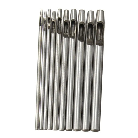 Circle Hole Punch Set For Leather, Fabric, Plastic And Rubber, Metal Hole Punch Tool laid out showing various sizes