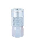 One Quarter Inch Steel NPT Female Air Hose Quick Connector Coupler with Industrial Interchange, front view