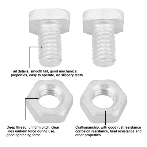Heavy Duty Aluminum Greenhouse Hardware Kit With 50 M6x12 Bolts And 50 M6 Nuts For Quick Assembly And Reliable Repairs, close-up of bolt and nut threads