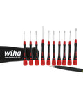 Pro Grade Smartphone Repair Kit With 11 Piece Micro Screwdriver Set, red and black handles, magnetic bits with a carrying case.