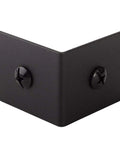 4 Pack Heavy Duty Iron Corner Protectors 2x2x1.5 Inch Black Decorative Corner Brackets for furniture and wood frames, front view