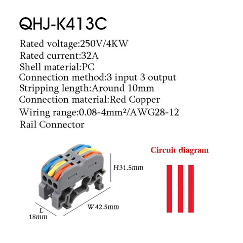 Snag This Compact DIN Rail Wire Connector Terminal Block For Tool Free Push In Spring Clamp Wiring On Solid Or Stranded Conductors Inside Your Industrial Control Panels With Flame Retardant Housing And 32A Rated Snazzy Tech For LED Lighting Setup, 31.5mm