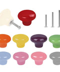 Colorful Ceramic Drawer Knobs Set Of Ten Glossy Round Cabinet Knobs For Dressers Cabinets Chests And Wardrobes Cute Playful Finish Durable And Easy To Install Perfect For Your Home DIY Makeover. 10 ceramic knobs with screws