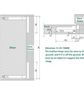 Technical diagram of invisible concealed door hinge for home decor, slick quiet operation, one color, easy install, hidden cabinet and door hinge, sleek modern look, durable steel mounting, smooth close for cabinets and furniture.
