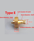 0.35 Module 43 Tooth Copper Gear Shaft M3 Internal Screw Gearbox Precision Micro Copper Gear for RC cars, side view