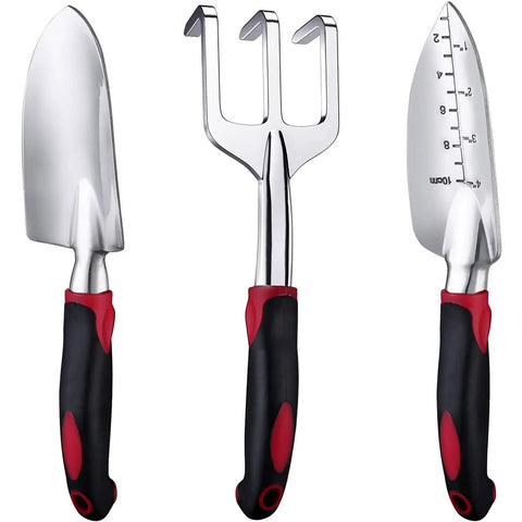 3 Piece Garden Tool Set With Heavy Duty Trowels And Shovels, Aluminum Blades, Non Slip Grip; tools for transplanting, weeding, digging