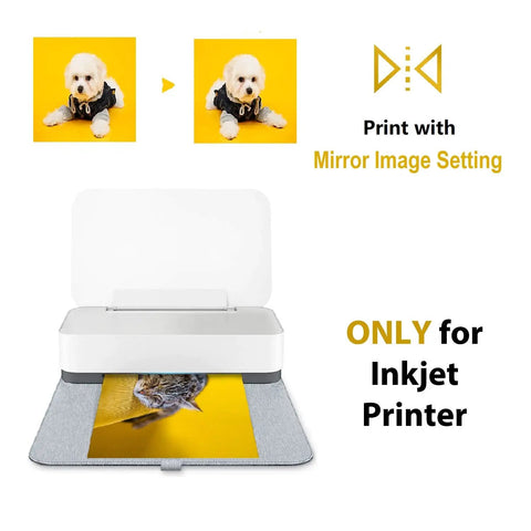 Easy At-Home Iron-On Heat Transfer Paper For White And Light Fabrics Inkjet Compatible printer setup illustration