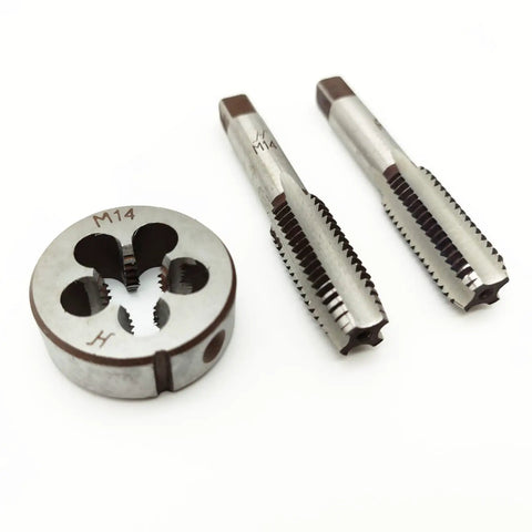 M14x2.0 Hand Tap And Die Set With One Taper Tap One Plug Tap And One Round Die 2.0mm Pitch Right Hand Threading Kit visible