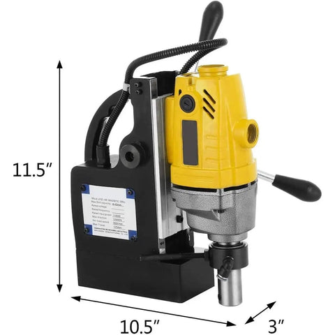 Portable Magnetic Drill Press 1100W with 1.5 Inch Boring Capacity and 2700LBS Magnetic Pull for Metalwork, featuring a heavy-duty copper motor.