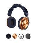 OnTrac Noise Cancelling Headphones With Eight Mics, Delivers Up To 40 dB ANC, Copper Finish, displayed with accessories