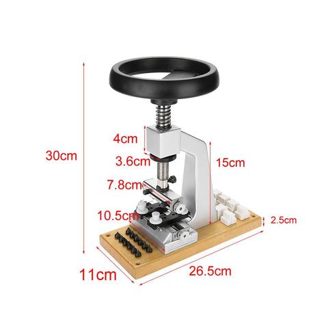 Pro Grade Watch Case Opener Kit For Bench Top With Six Notches And Adapter, 5700 Back Opener, shown with dimensions
