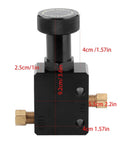 Adjustable Brake Proportioning Valve With Aluminum Alloy Housing And Two Connectors For Hot Rods And Muscle Cars Zero Slop Pedal Feel Tight pressure regulator with fittings in compact design.