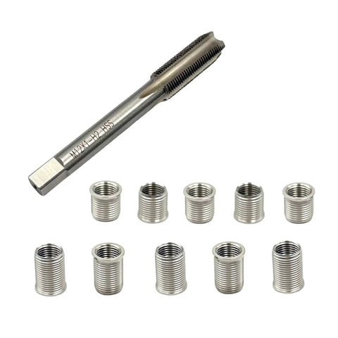 Spark Plug Thread Repair Kit With Stainless Steel M10x1.0 Inserts And M12x1.0 Tap Kit For Auto Engine Repair, includes tap and inserts