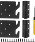 Tough As Nails Double Hook Slot Bed Frame Brackets With Headboard Support Plates, screws and screwdriver included.