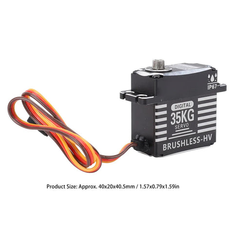 Hella Smooth 35Kg Aluminum Alloy RC Servo Featuring Kickass Metal Gears Flexin Beast Level Torque for rock crawling, side view.