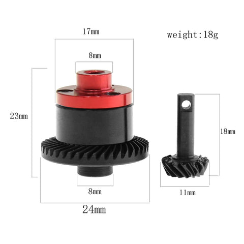 39T Main Gear And 15T Pinion RC Diff Gear Set For 1/16 E-Revo Slash Summit Rally Upgrades shown with dimensions