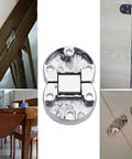 2-pack zinc alloy flap hinge for self-supporting folding tables, silver oval mounting plate, 10 kg max load.