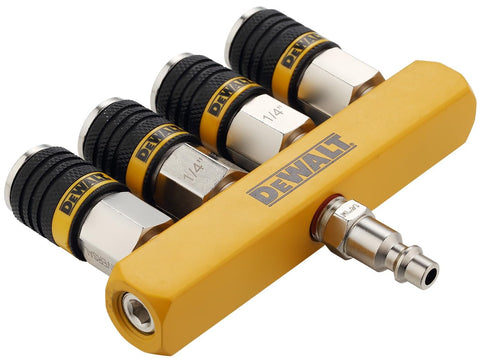 Four Tool Air Manifold With Quick Connect Couplers And Industrial Plug Pro Grade Pneumatic Splitter For Running Four Tools Simultaneously