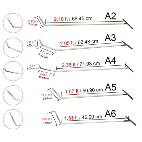 Professional Paintless Dent Repair Rods Tool Kit 21 Piece Stainless Steel Auto Body Dent Tools size chart showing rod lengths and tip angles for door dings hail damage removal and dent repair durable rust resistant pro grade quality for techs and do it yourself