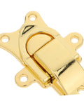 Retro Golden Metal Duckbilled Hasp Lock Toggle Latch Set replaces worn hardware for tool chests, jewelry boxes, and wooden trunks.