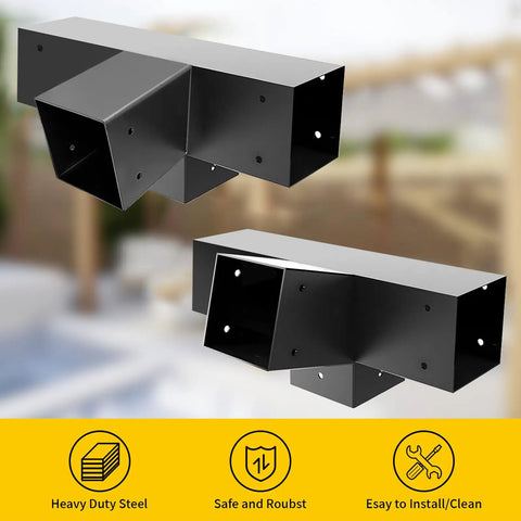 4 Way Slant Angle Pergola Brackets Kit For 4x4 Lumber 15 Degree Up 75 Degree Down Tough As Nails Galvanized Steel, Matte Black