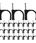 Image of 100 Piece 25mm Round Plastic Tube Clamps With Steel Nails Black Heavy Duty Half Clamp Fixtures For Pipe Support.