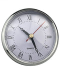 80mm Quartz Clock Insert with Roman numerals on white face and transparent lens for DIY clock restorations fits 73mm hole 18mm depth