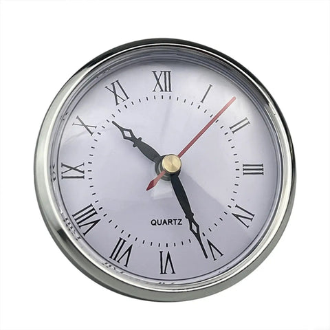 80mm Quartz Clock Insert with Roman numerals on white face and transparent lens for DIY clock restorations fits 73mm hole 18mm depth