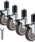 Rock Solid 4 Inch Expanding Stem Casters Delivering Ghost Quiet Tpe Roll With Lock Brakes For No Sweat Setup On Commercial Kitchen Prep Tables And Workbenches Fits Classic Round Tubes Handling 705 Pounds Per Caster Pack Of 4, showing a four-pack of expanding casters with rubber rollers and locking brakes.