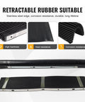 Two black accordion-style rubber dust covers for CNC milling machines, Bridgeport-compatible, front and back.