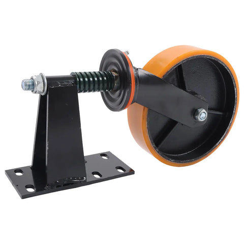 8 Inch Heavy Duty Gate Caster Wheel Crushes 800 Pounds Without Breaking A Sweat Bulletproof Build swivel caster with black mount and orange wheel.
