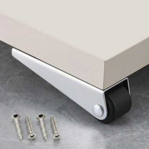 Bulletproof 8 Pack Vertical Track Rollers For Barn And Sliding Doors 110 Lb Capacity Anti Sway with mounting screws on a cabinet.
