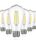 Vintage Edison LED Bulbs ST64 60W Equivalent Daylight 5000K E26 E27 Base Non Dim CRI 90 Eye Protection Clear Glass 6 Pack