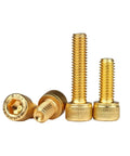 Heavy Duty M8 X 12mm Hex Socket Cap Screws With Slick Titanium Gold Plated Finish Built From Rock Solid 12.9 Grade Steel Boss Level Fasteners For Weekend Warriors And Pro Shop Builds 130 Pack, showing screws in gold finish.
