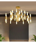Living Room Chandelier Dining Room Pendant Lights Indoor Lighting Light Fixture Ceiling Lamps Fancy Indoor Lighting Minimalist Design (Rc Remote Dimming Gold 40 Heads),RC remote dimming-Gold 40 heads in a modern setting.