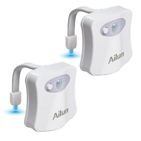 2 Pack Toilet Night Light Motion Sensor Activated LED Light With 8 Color Changing Modes For Bathroom Water Resistant Toilet Bowl Night Light Battery Not Included Easy To Install Kid Safe Nighttime Path Lighting