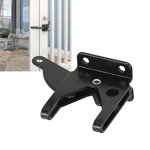 Heavy Gauge Iron Fence Lock With Self Locking Gate Latch And Adjustable Pull Cable Locks Dead Tight Backyard Security Gear close-up view.