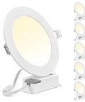 Six Pack 5 Inch LED Recessed Ceiling Lights Sleek Ultra Thin Canless Downlight With 3CCT Selectable 3000K 4000K 6000K 9W Equivalent