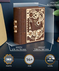 Wooden 3D Puzzle Box For Adults With Steampunk Combination Lock, Book Of Secrets DIY Mechanical Puzzle Kit, Interactive Brain Teaser With 263 Pieces, Medium Difficulty, Buildable Model For Curious Hands On. 7.36 x 6.7 x 2.75 in