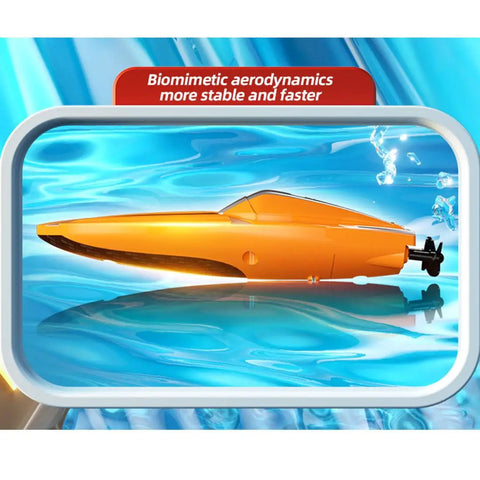 Dope Dual Motor RC Boat For Adults One Forty Third Scale Mini Remote Control Boat displayed in water with sleek hull