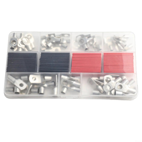 Heavy Duty 70pc Copper Lug Terminal Kit SC6 To SC25 With Heat Shrink Sleeves For Secure Crimping And Waterproof Electrical Connections That Slash Voltage Drop And Keep Your Wiring System Rock Solid Under High Heat And Vibration, assorted lugs in organizer