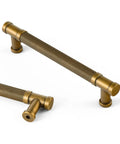 Six Pack Knurled Cabinet Pulls Antique Brass Drawer Handles 5.04 Inch Center To Center Vintage Bronze Bar Pull Zinc Alloy Hardware