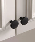 Matte Black Cabinet Knobs Set Of 50 With Screws 1.27 Inch Round Dresser Drawer Pulls on white cabinet