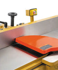 12 Inch Cast Iron Jointer Featuring Parallelogram Frame Design And Triple High Speed Steel Straight Knife Head 3Hp 230V Motor control panel and infeed table.