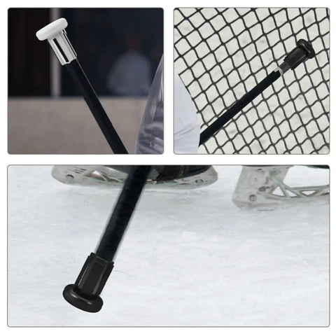 Top Tier Hockey Stick End Caps Kit 2 Pieces White Abs Plastic Protectors For Ice And Field Hockey Great Grip Boost Control Super Easy Install Durable Tips, black and white stick tips on ice