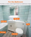 Waterproof Self Adhesive Caulking Tape For Bathrooms And Kitchens Peel And Stick Sealant Strip applied to bath edges and corners