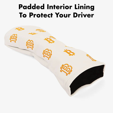 Crypto Themed Leather Golf Driver Headcover With Velour Lined Interior For Dope Protection HODL 21 Style Golf Accessory