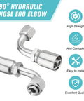 10 Pack Half Inch Hydraulic Hose Fittings 90 Degree JIC 37 Degree Female End Elbow Crimp Fittings for Half Inch ID Hose Durable Carbon Steel