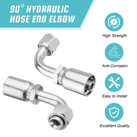 10 Pack Half Inch Hydraulic Hose Fittings 90 Degree JIC 37 Degree Female End Elbow Crimp Fittings for Half Inch ID Hose Durable Carbon Steel